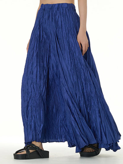 Norris - Elegant Ruched Pleated Maxi Skirt with Stretchy Waistband