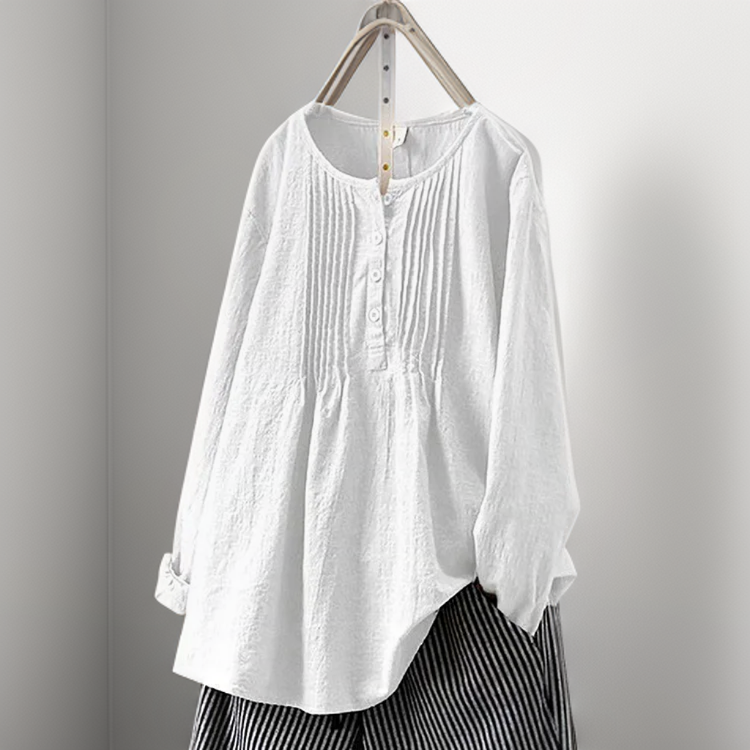 Farah┃Casual Tunic with Flared Button-Down Hem