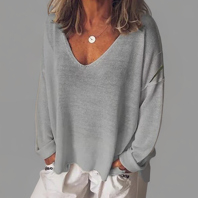 Malorie Long Sleeve V-Neck Top for Effortless Elegance