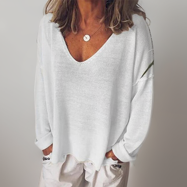 Malorie Long Sleeve V-Neck Top for Effortless Elegance