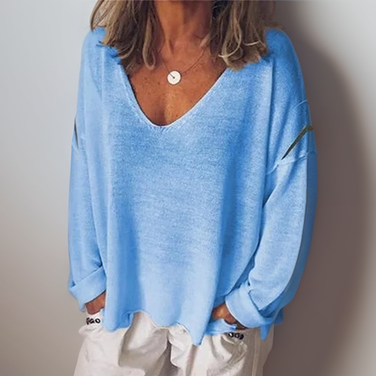 Malorie Long Sleeve V-Neck Top for Effortless Elegance