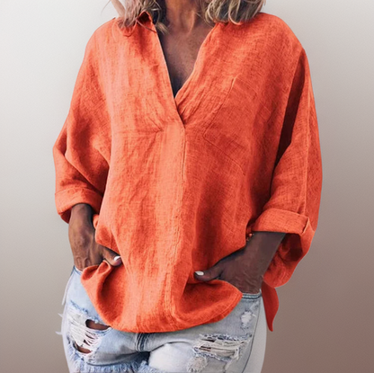 Lorie┃Comfortable Long Sleeve V-Neck Top